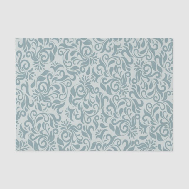 Grey Blue Brocade Gift or Decoupage Tissue Paper (Front)