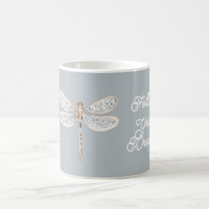 Grey Blue Bronze White Dragonfly Coffee Mug