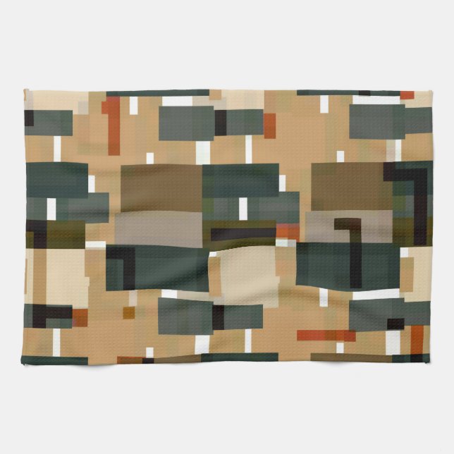 Grey Blue Brown Stripes Tea Towel (Horizontal)