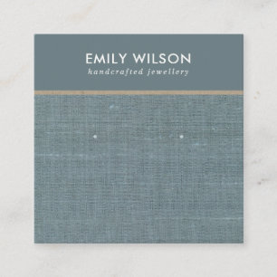 GREY BLUE BURLAP LINEN STUD EARRING DISPLAY CARD