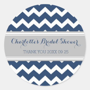 Grey Blue Chevron Bridal Shower Favour Tags