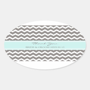 Grey Blue Chevron Thank You Wedding Favour Tags