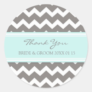 Grey Blue Chevron Thank You Wedding Favour Tags