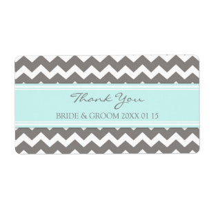 Grey Blue Chevron Wedding Labels