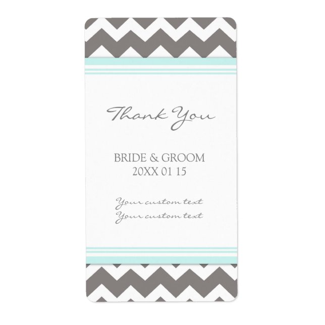 Grey Blue Chevron Wedding Labels (Front)