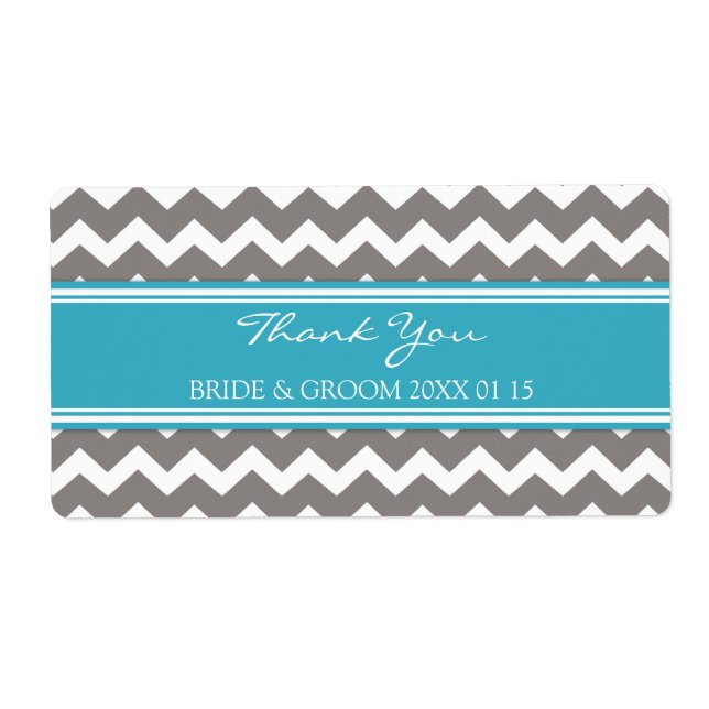 Grey Blue Chevron Wedding Labels (Front)