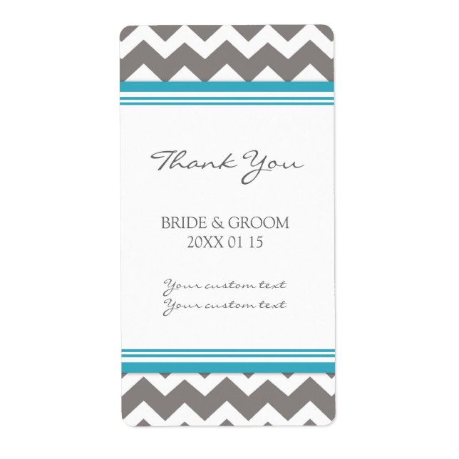 Grey Blue Chevron Wedding Labels (Front)