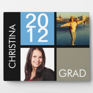 Grey blue colour block class year graduation plaque