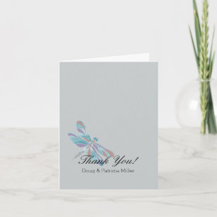 Grey Blue Dragonfly Thank You Card
