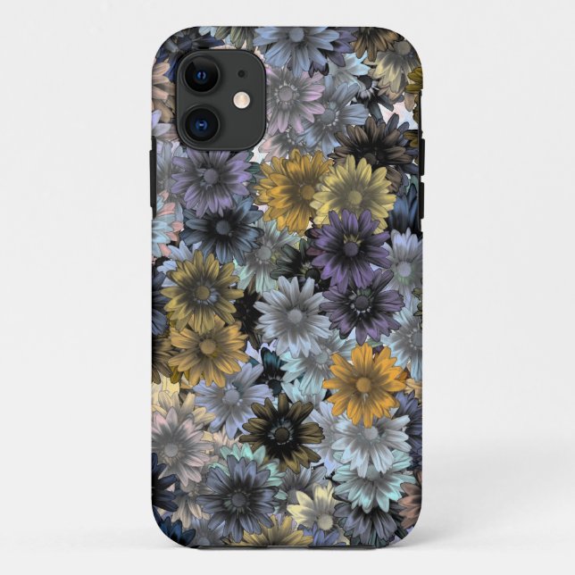 Grey blue floral pattern Case-Mate iPhone case (Back)