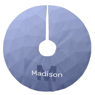 Grey blue geometric mesh pattern Monogram Brushed Polyester Tree Skirt