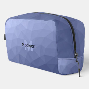 Grey blue geometric mesh pattern Monogram Dopp Kit
