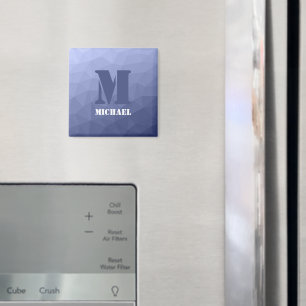 Grey blue geometric mesh pattern Monogram Magnet