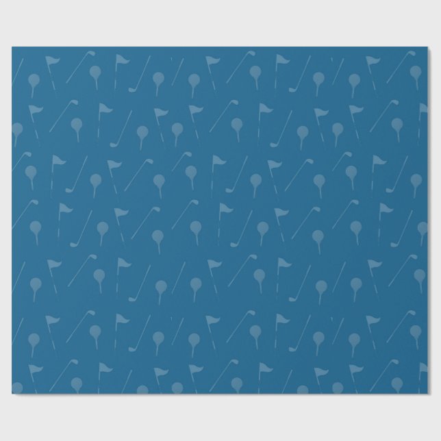 Grey Blue Golf Ball Wrapping Paper  (Flat)