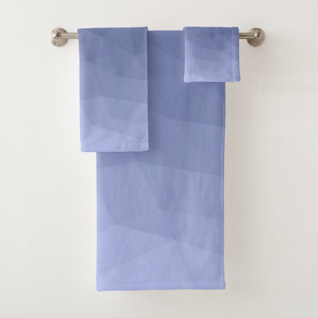 Grey blue gradient geometric mesh pattern bath towel set (Insitu)