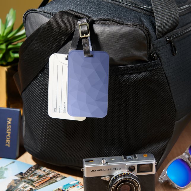 Grey blue gradient geometric mesh pattern luggage tag (Front & Back)