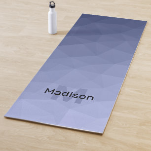 Grey blue gradient geometric mesh pattern Monogram Yoga Mat