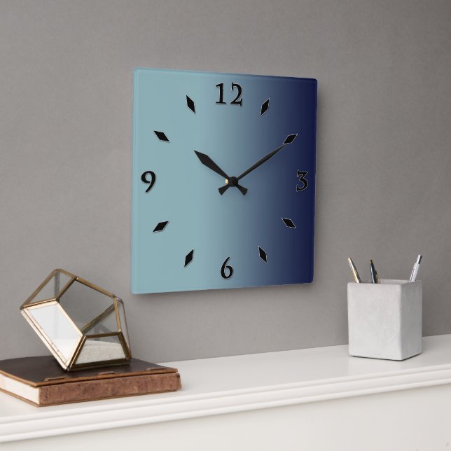 Grey-blue gradient.  square wall clock (Office)
