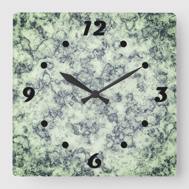 Grey Blue marble Square Wall Clock (Front)
