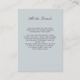 Grey Blue monochrome  WEDDING Details Directions Enclosure Card