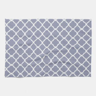 Grey-Blue Moroccan Quatrefoil Tea Towel