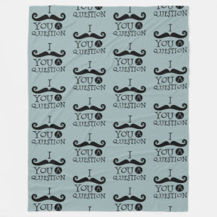 Grey Blue Moustache You A Question Father's Day Fleece Blanket