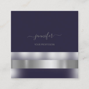 Grey Blue Navy  Makeup Artist Influencer Silver Square Business Card