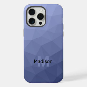 Grey blue ombre geometric mesh pattern Monogram iPhone 15 Pro Max Case