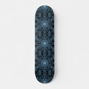 Grey blue pointed star geometric stone mosaic skateboard