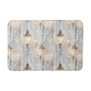 Grey Blue Rainy Day Lantern Bath Mat