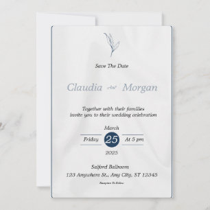 Grey Blue Save the Date Wedding Invitation
