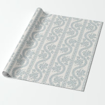 Grey Blue Serpentine Floral Stripe, Bone