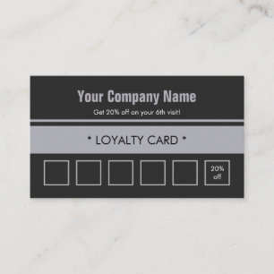 Grey Blue Simple Border 6 Punch Loyalty Card