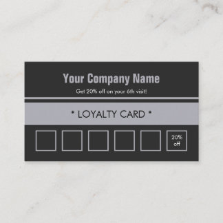 Grey Blue Simple Border 6 Punch Loyalty Card
