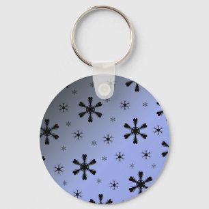 Grey Blue Snowflakes Keychain