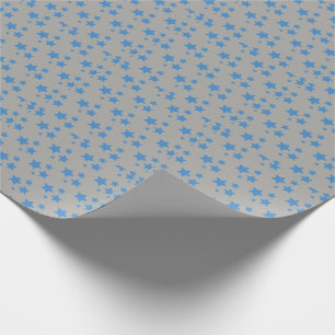 Grey Blue Stars Modern design Wrapping Paper
