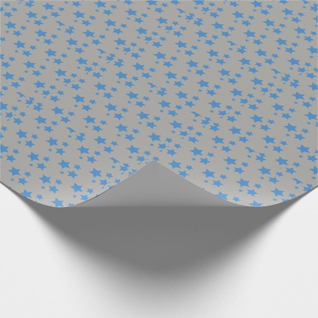 Grey Blue Stars Modern design Wrapping Paper (Corner)