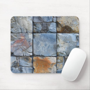 Grey Blue Stone Tile Pattern Mouse Mat