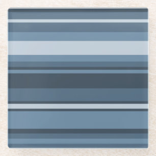 Grey-blue stripes glass coaster