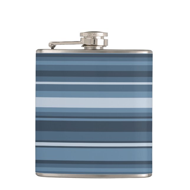 Grey-blue stripes hip flask (Front)