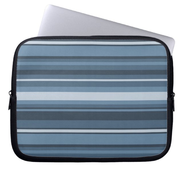 Grey-blue stripes laptop sleeve (Front)
