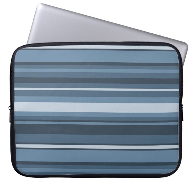 Grey-blue stripes laptop sleeve (Front)