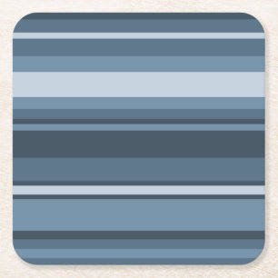 Grey-blue stripes square paper coaster