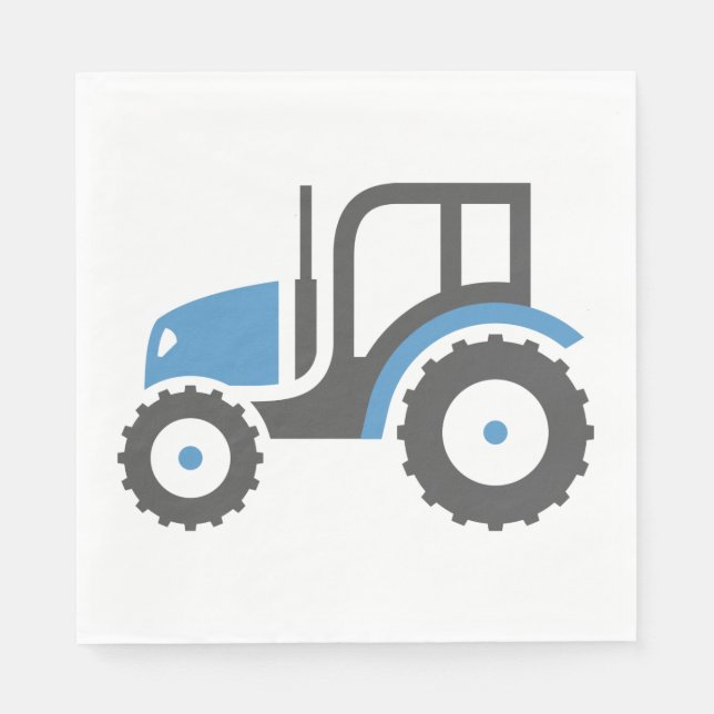 Grey Blue Tractor Napkin (Front)