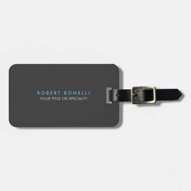 Grey Blue Trendy Luggage Tag (Front Horizontal)