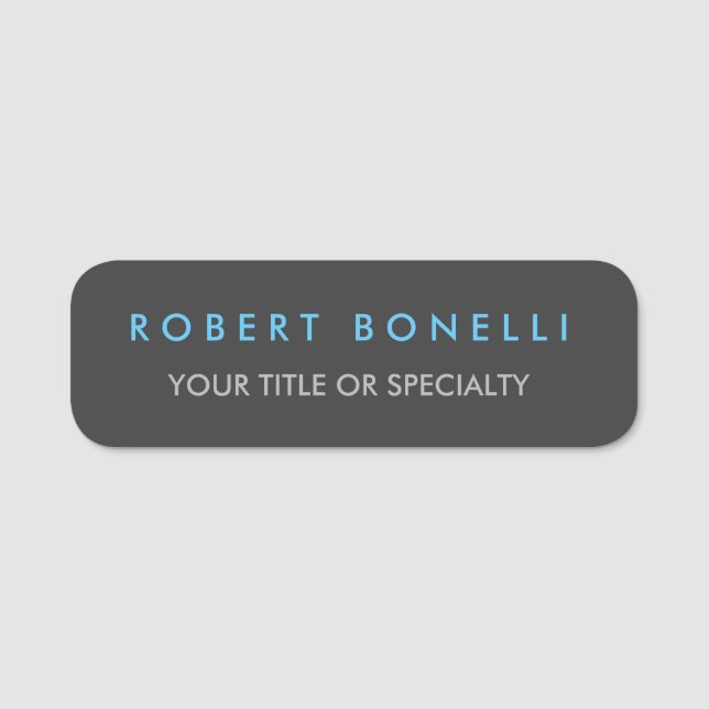 Grey Blue Trendy Name Tag (Front)