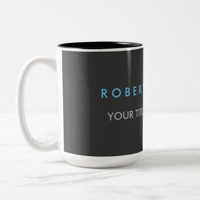 Grey Blue Trendy Two-Tone Coffee Mug (Left)