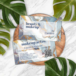 Grey Blue Violet Purple White Gold Marble Pattern Business Card