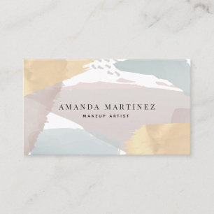 Grey & Blue Watercolor & Gold Business Card