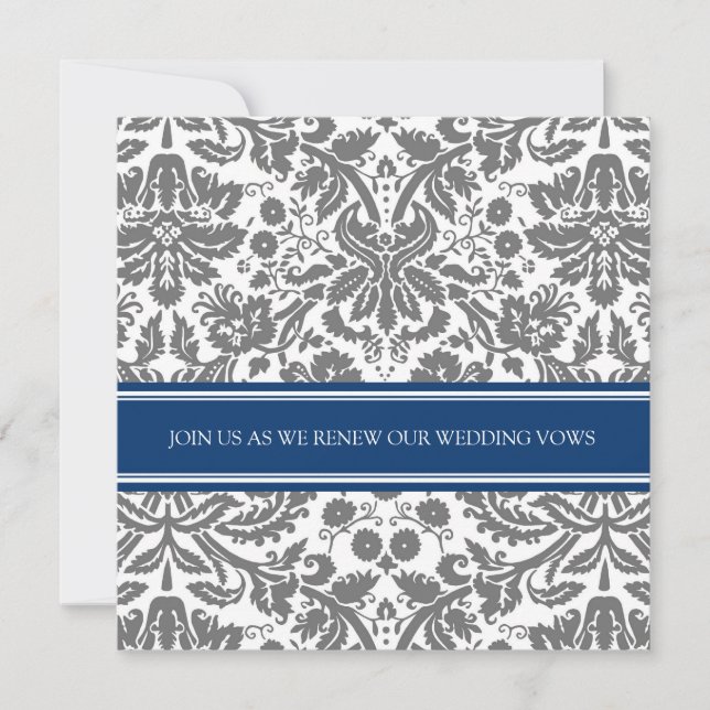 Grey Blue Wedding Vow Renewal Invitation (Front)
